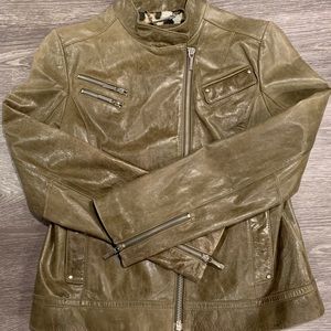Laundry by Shelli Segal Olive Green Leather Jacket